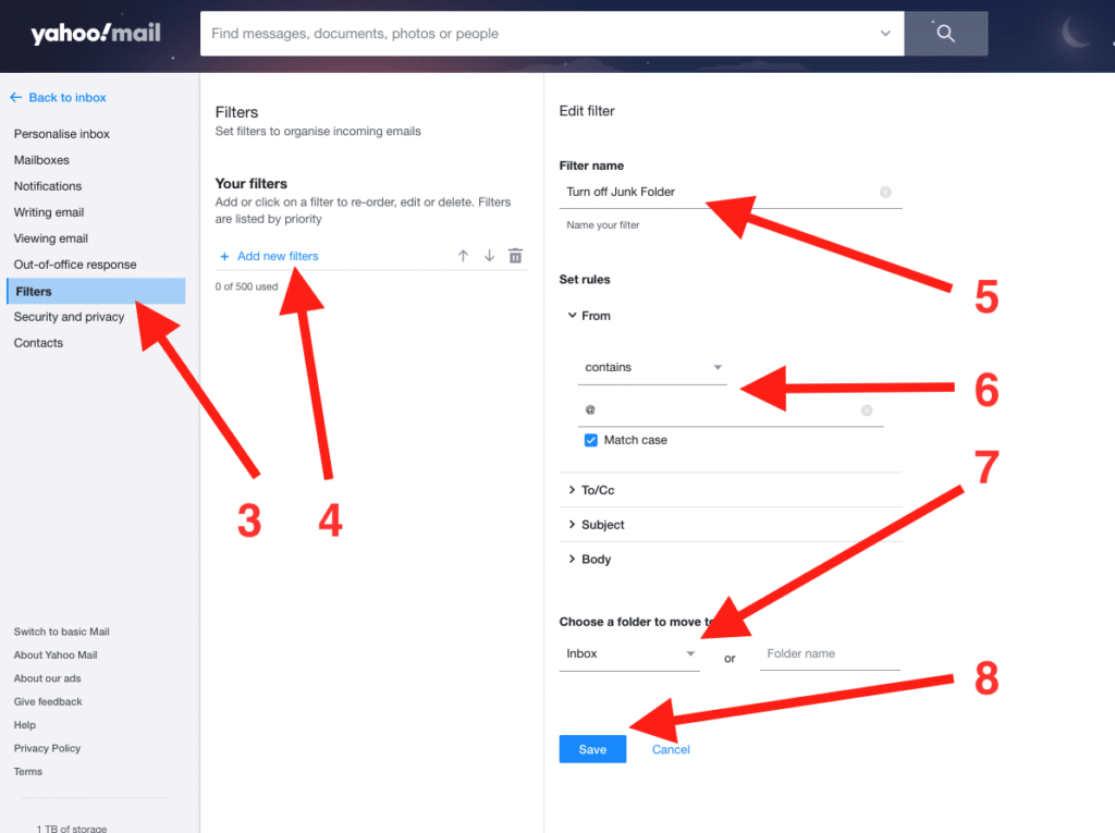 Prevent Yahoo email spam